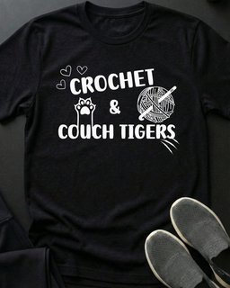 Crochet And Couch Tigers Tee Gift For Cat Lover