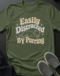 Distracted By Purring Tee Gift For Cat Lover