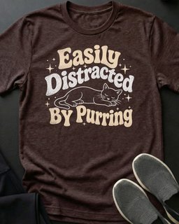 Distracted By Purring Tee Gift For Cat Lover