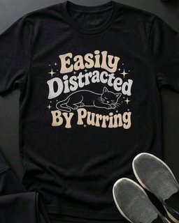 Distracted By Purring Tee Gift For Cat Lover