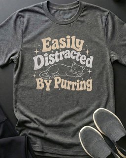 Distracted By Purring Tee Gift For Cat Lover