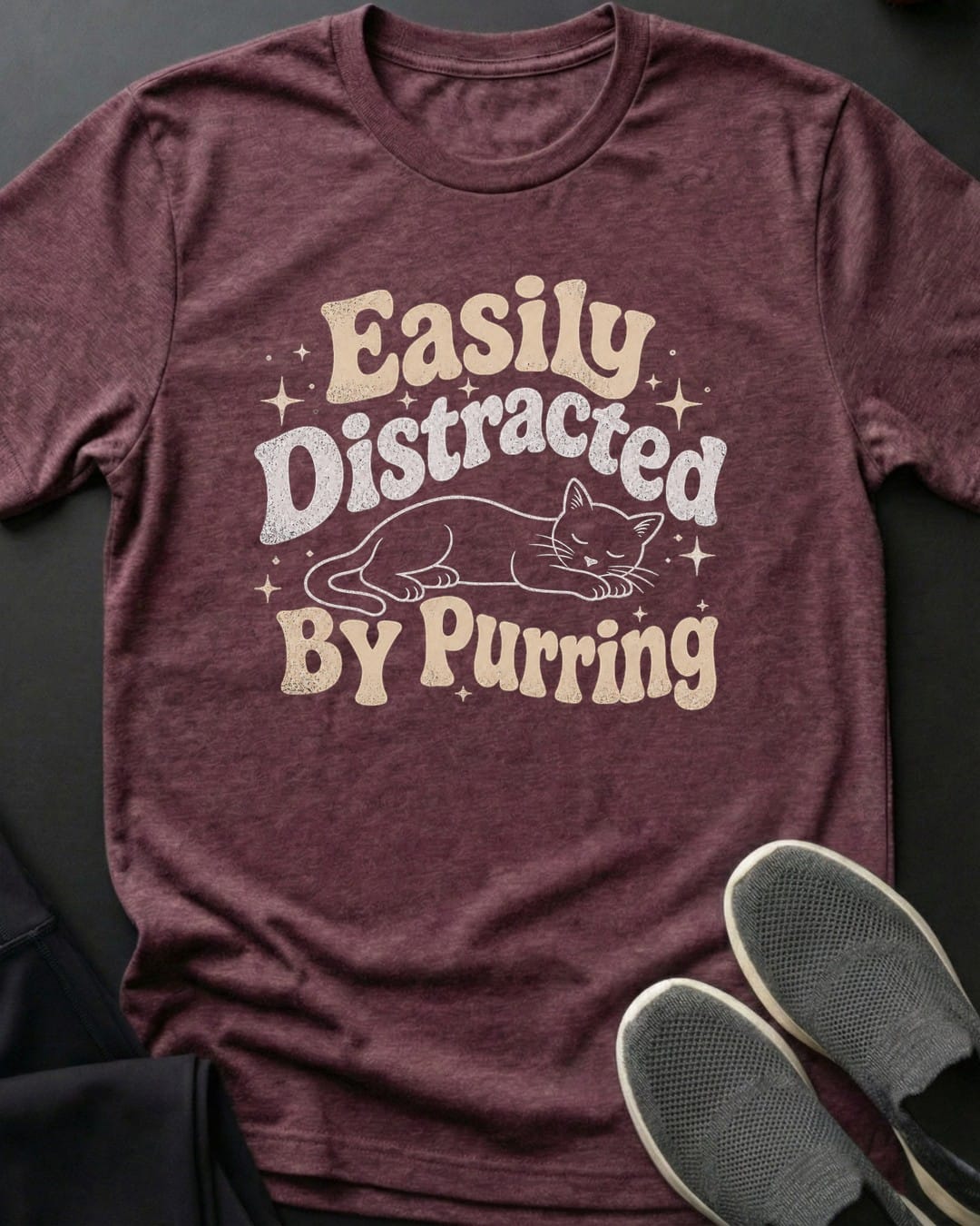 Distracted By Purring Tee Gift For Cat Lover