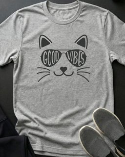 Good Vibes Tee Gift For Cat Lover