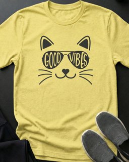Good Vibes Tee Gift For Cat Lover
