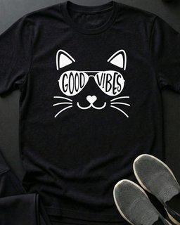 Good Vibes Tee Gift For Cat Lover