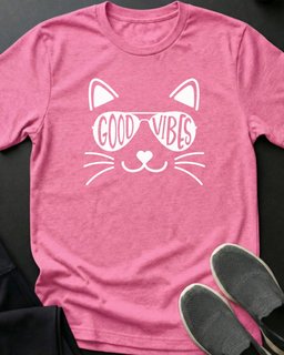 Good Vibes Tee Gift For Cat Lover