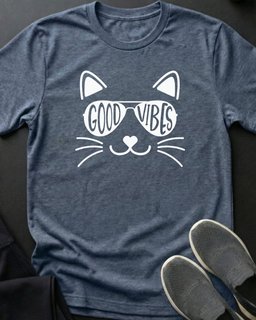 Good Vibes Tee Gift For Cat Lover
