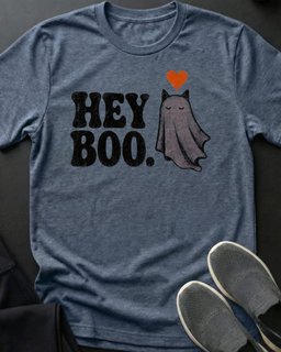 Hey Boo Tee Gift For Cat Lover