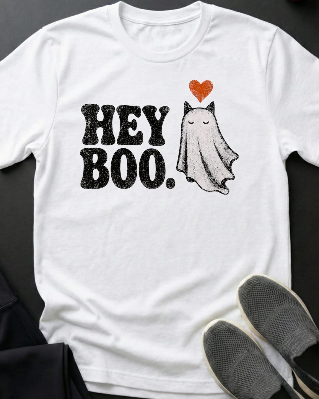 Hey Boo Tee Gift For Cat Lover