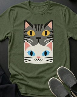 Grey And White Stack Tee Gift For Cat Lover