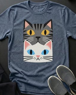 Grey And White Stack Tee Gift For Cat Lover