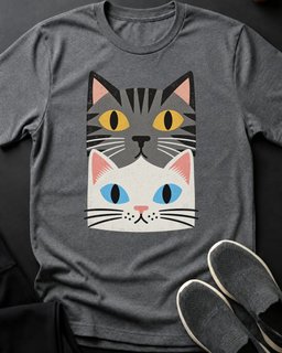 Grey And White Stack Tee Gift For Cat Lover