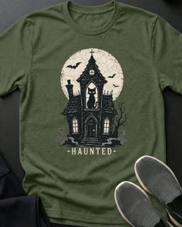 Haunted House Tee Gift For Cat Lover