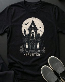 Haunted House Tee Gift For Cat Lover