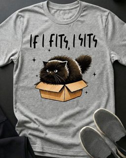 If I Fits I Sits Tee Gift For Cat Lover