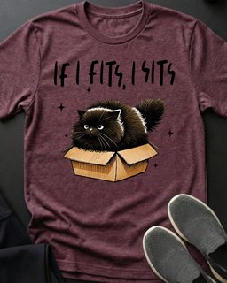 If I Fits I Sits Tee Gift For Cat Lover
