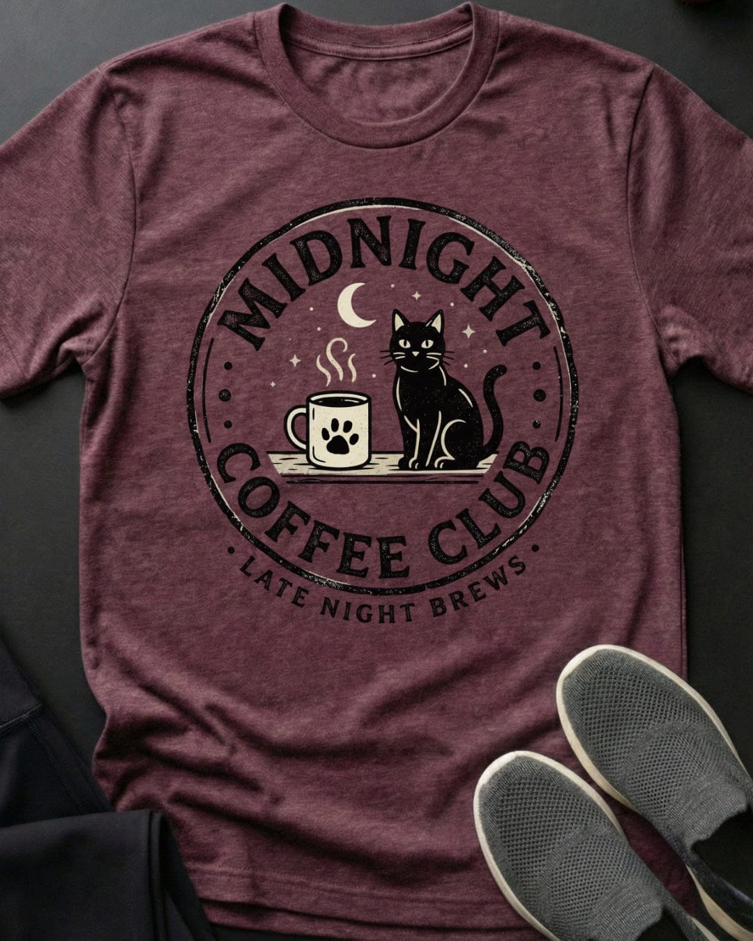Late Night Brews Tee Gift For Cat Lover