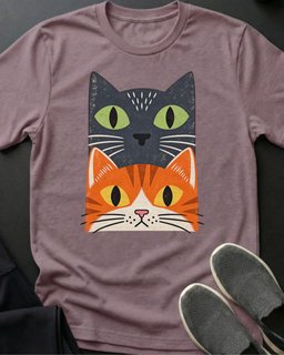 Grey And Orange Stack Tee Gift For Cat Lover