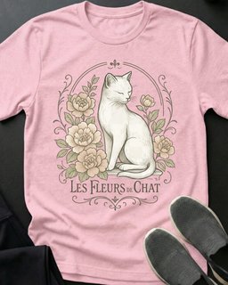 Les Fluers Tee Gift For Cat Lover