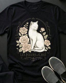 Les Fluers Tee Gift For Cat Lover