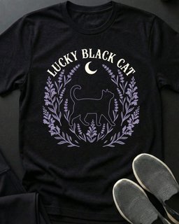 Lucky Black Cat Tee Gift For Cat Lover