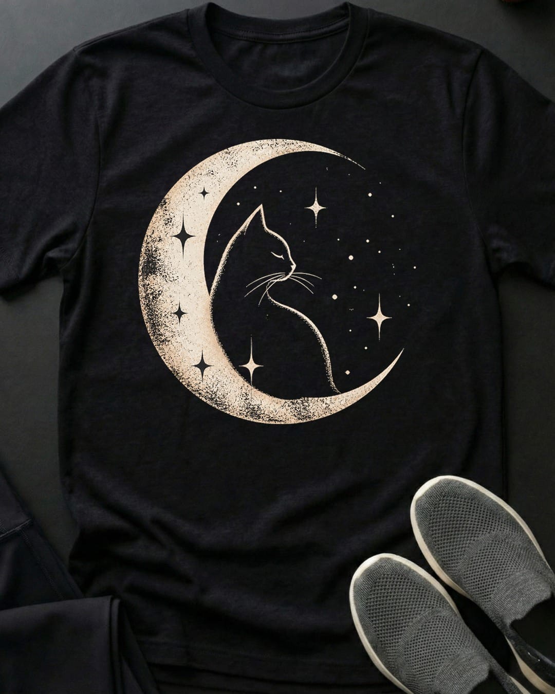 Moonlit Cat Tee Gift For Cat Lover