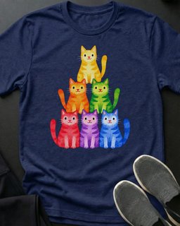 Rainbow Cat Stack Tee Gift For Cat Lover
