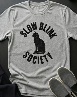 Slow Blink Society Tee Gift For Cat Lover