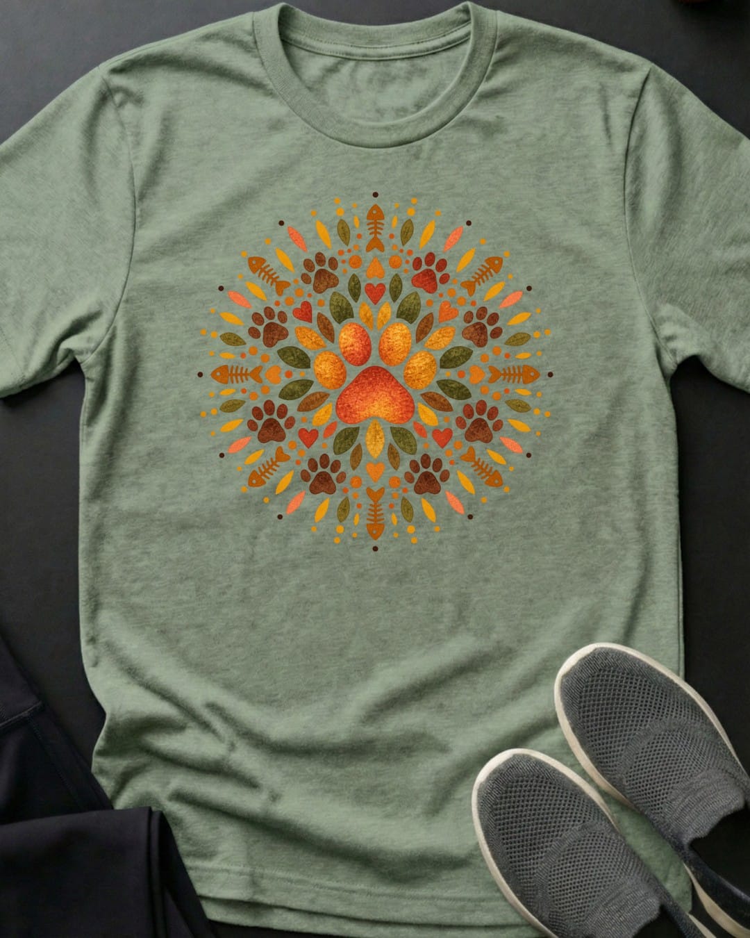 Paw Mandala Tee Gift For Cat Lover