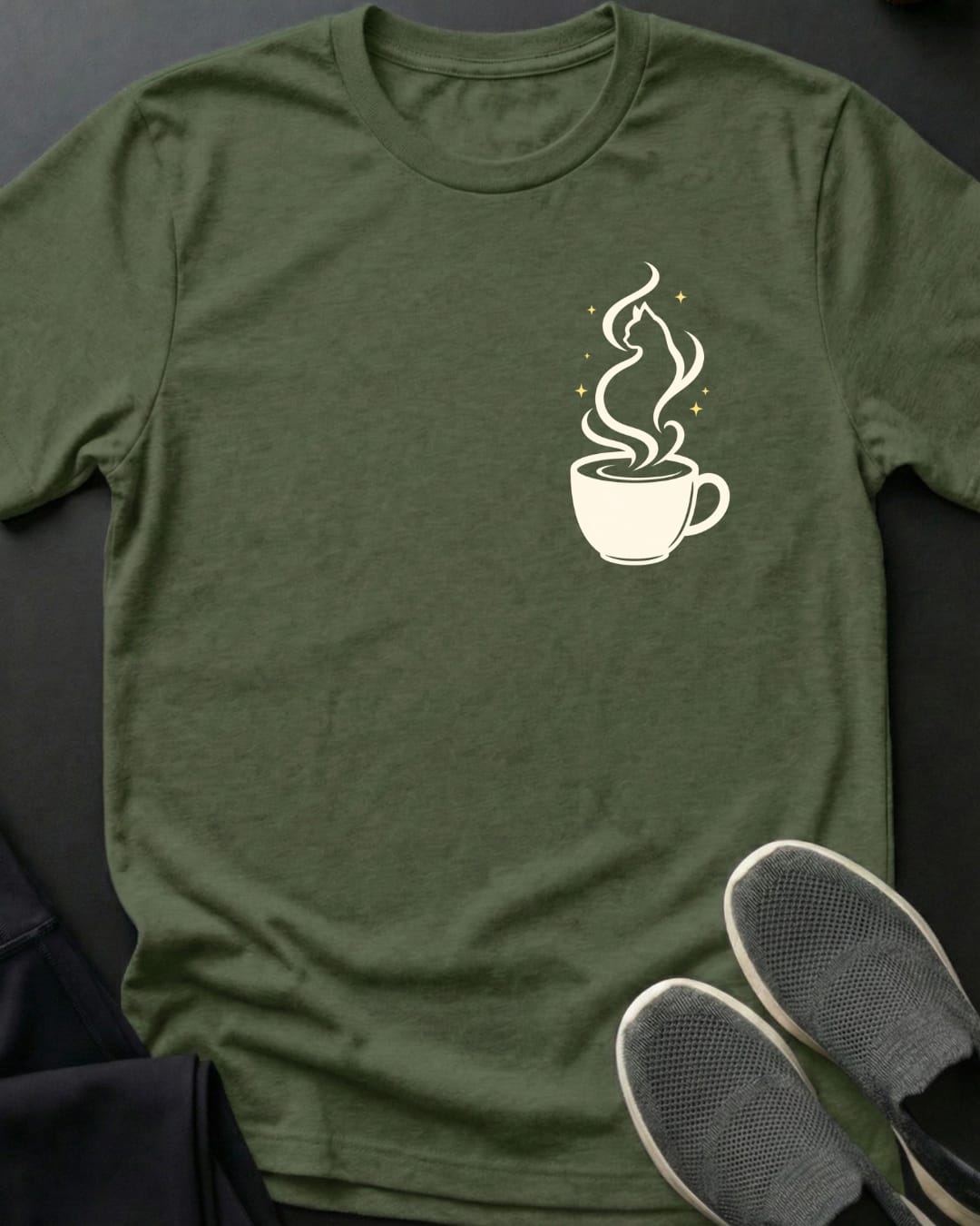 Pocket Coffee Cat Tee Gift For Cat Lover