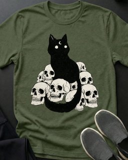 Skull Kitty Tee Gift For Cat Lover