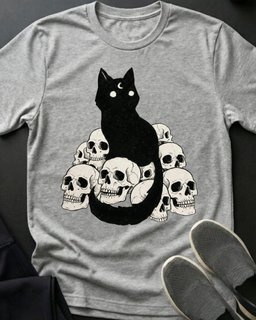 Skull Kitty Tee Gift For Cat Lover