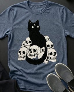 Skull Kitty Tee Gift For Cat Lover