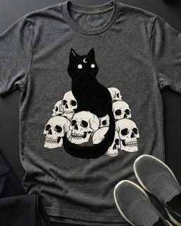 Skull Kitty Tee Gift For Cat Lover