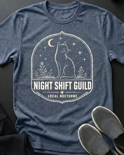 Night Shift Guild Tee Gift For Cat Lover