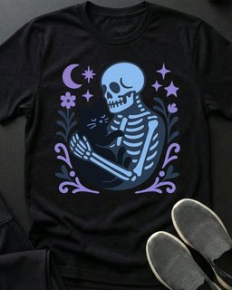Skele Hug Tee Gift For Cat Lover