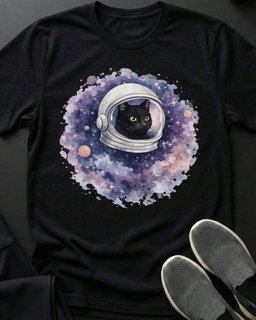 Space Cat Tee Gift For Cat Lover