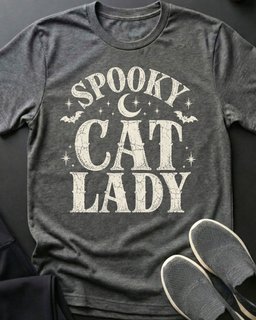 Spooky Cat Lady Tee Gift For Cat Lover