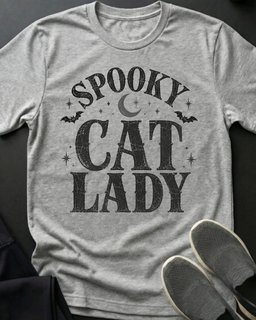 Spooky Cat Lady Tee Gift For Cat Lover