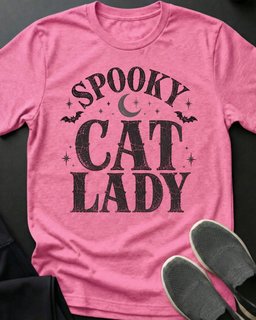 Spooky Cat Lady Tee Gift For Cat Lover
