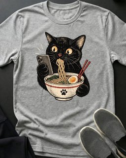 Scrolling And Ramen Tee Gift For Cat Lover