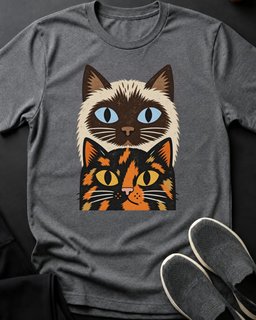 Siamese And Tortie Stack Tee Gift For Cat Lover