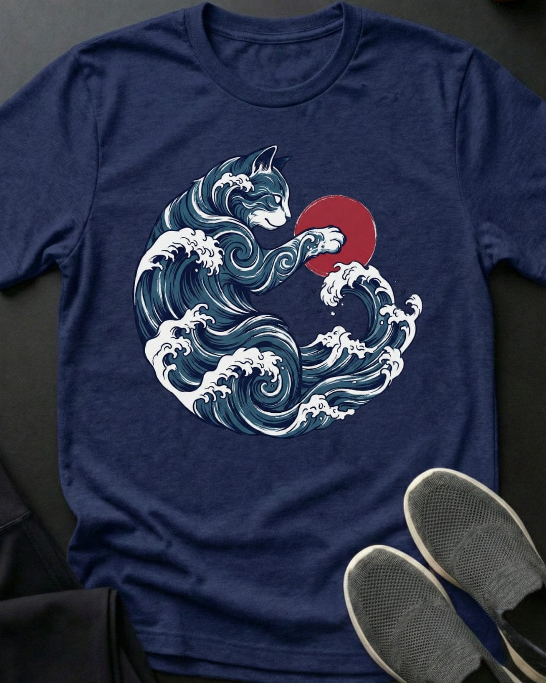 Ocean Waves Tee Gift For Cat Lover