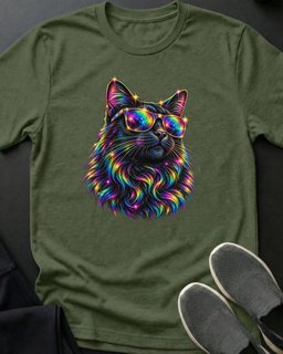 Rainbow Shades Cat Tee Gift For Cat Lover