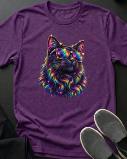 Rainbow Shades Cat Tee Gift For Cat Lover