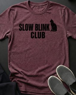 Slow Blink Club Tee Gift For Cat Lover