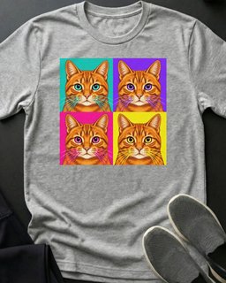 Orange Pop Art Tee Gift For Cat Lover