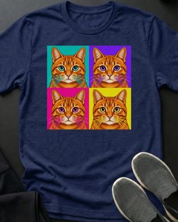 Orange Pop Art Tee Gift For Cat Lover