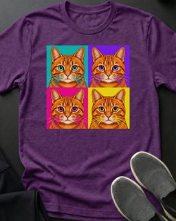 Orange Pop Art Tee Gift For Cat Lover
