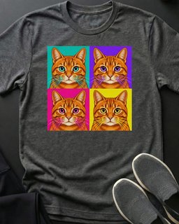 Orange Pop Art Tee Gift For Cat Lover